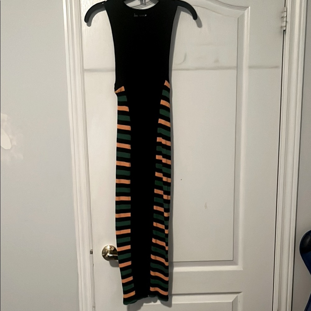 Zara Black Dress with Multicolor Stripes